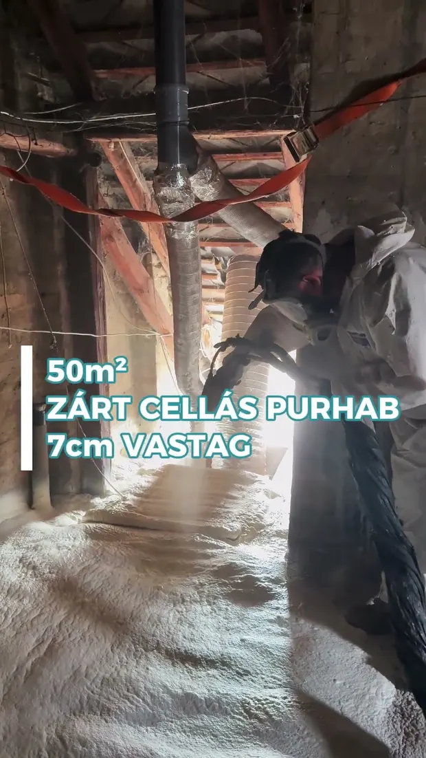 Födémszigetelés zárt cellás purhabbal 7cm vastagon. Videó előnézete.