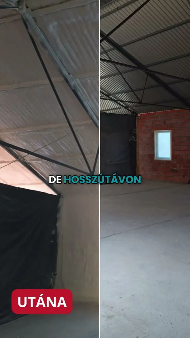 Hogyan szigetelünk csarnokot purhabbal? Nézd meg a bajai 370 m²-es referenciánk👷. Videó előnézete.